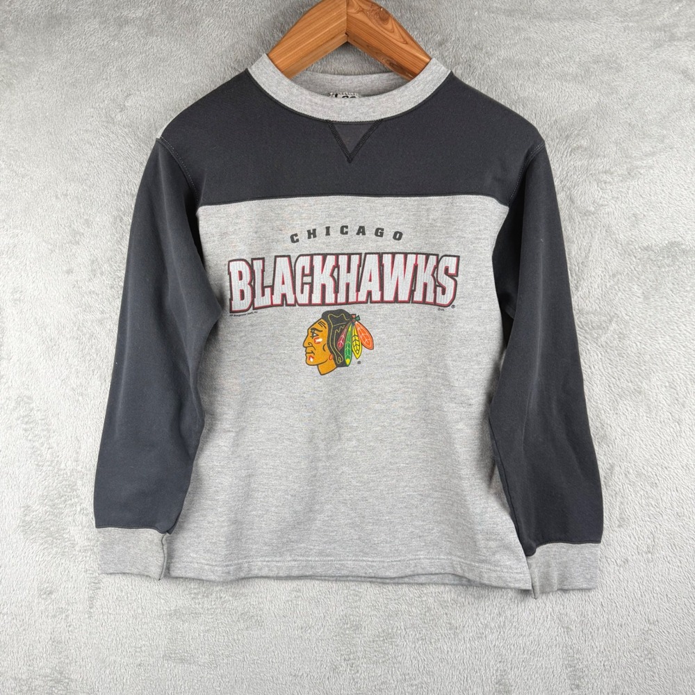 Vintage Lee Sport‎ Chicago Blackhawks Kids M Sweatshirt NHL Hockey Gray Sports